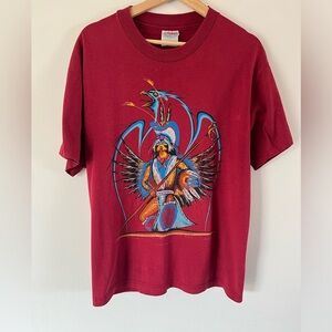 Vintage Single Stitch Hanes Heavyweight 50/50 Native American Crewneck‎ T-Shirt